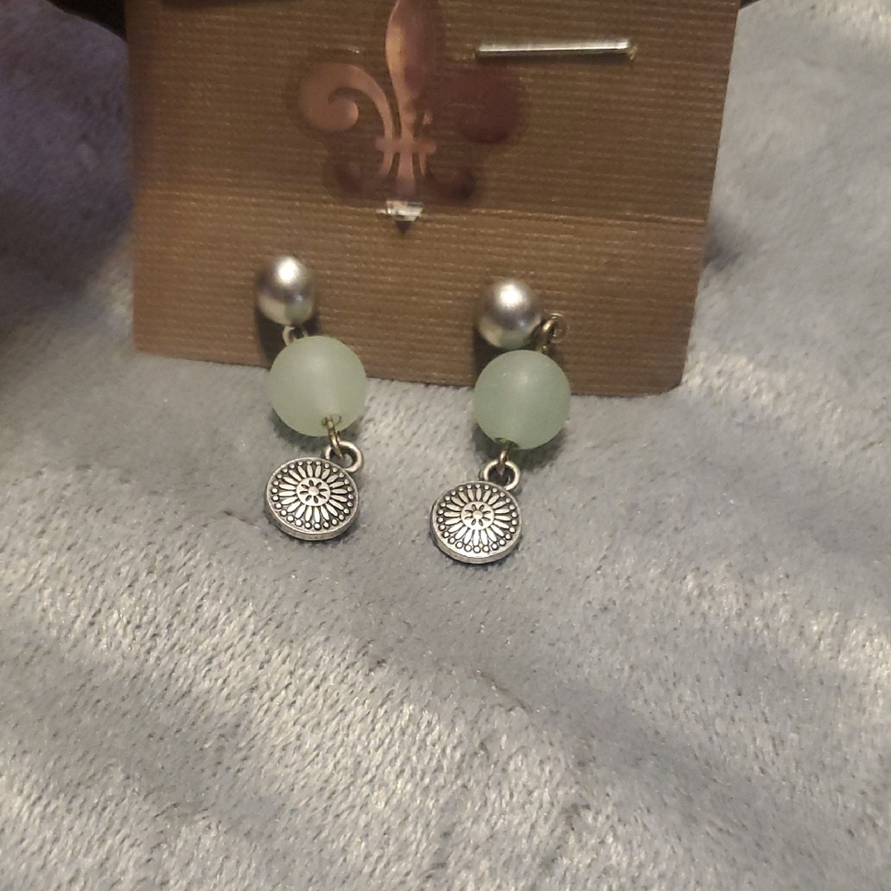 Elegant Silver and Green Dangle Earrings